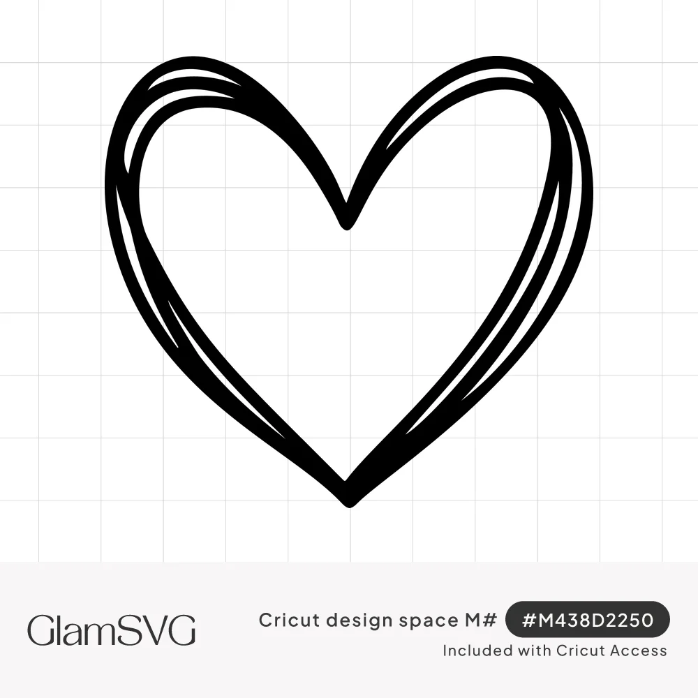 Black hand-drawn heart outline made of several overlapping scribbled loops on a white background
