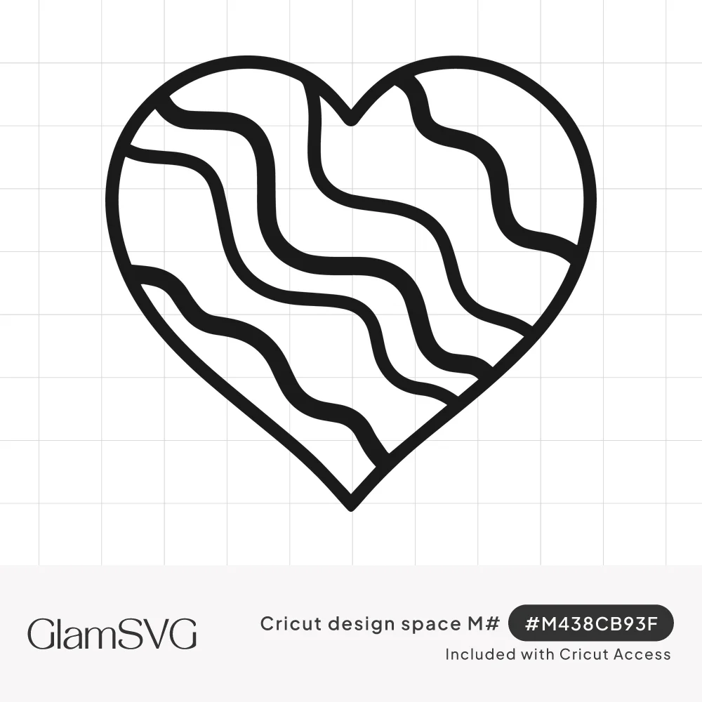 Black outlined heart filled with diagonal wavy lines on a white background