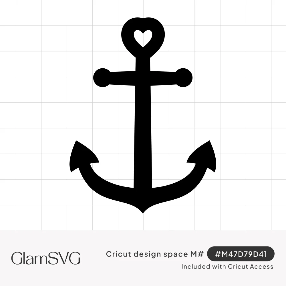 Solid black anchor silhouette with a heart-shaped ring at the top, rounded crossbar ends and curved arrow flukes