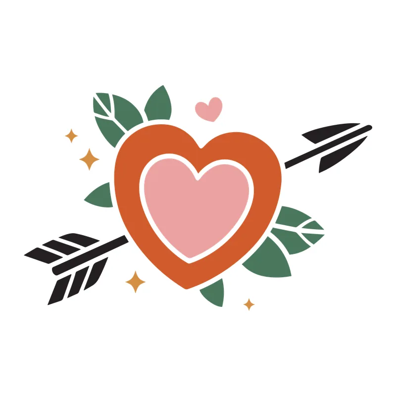 Heart and Arrow With Leaves