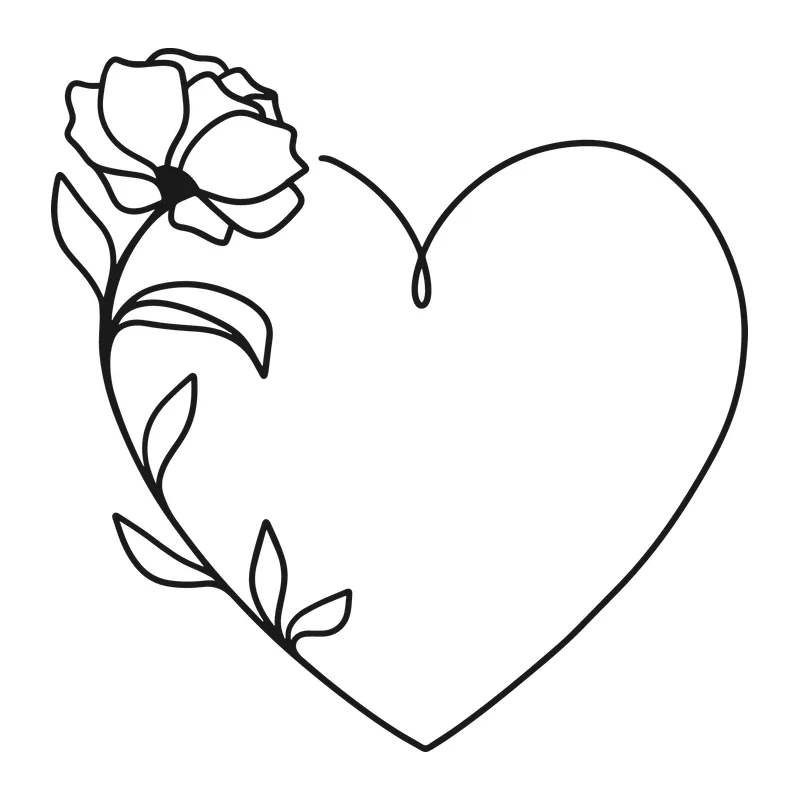 Floral Line Art Heart