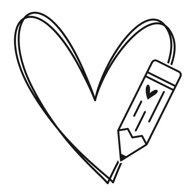Doodle Heart and Pencil