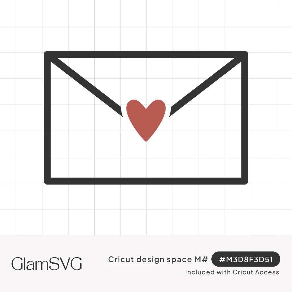 Charcoal gray outline of a closed envelope with a small red heart seal where the flap lines meet