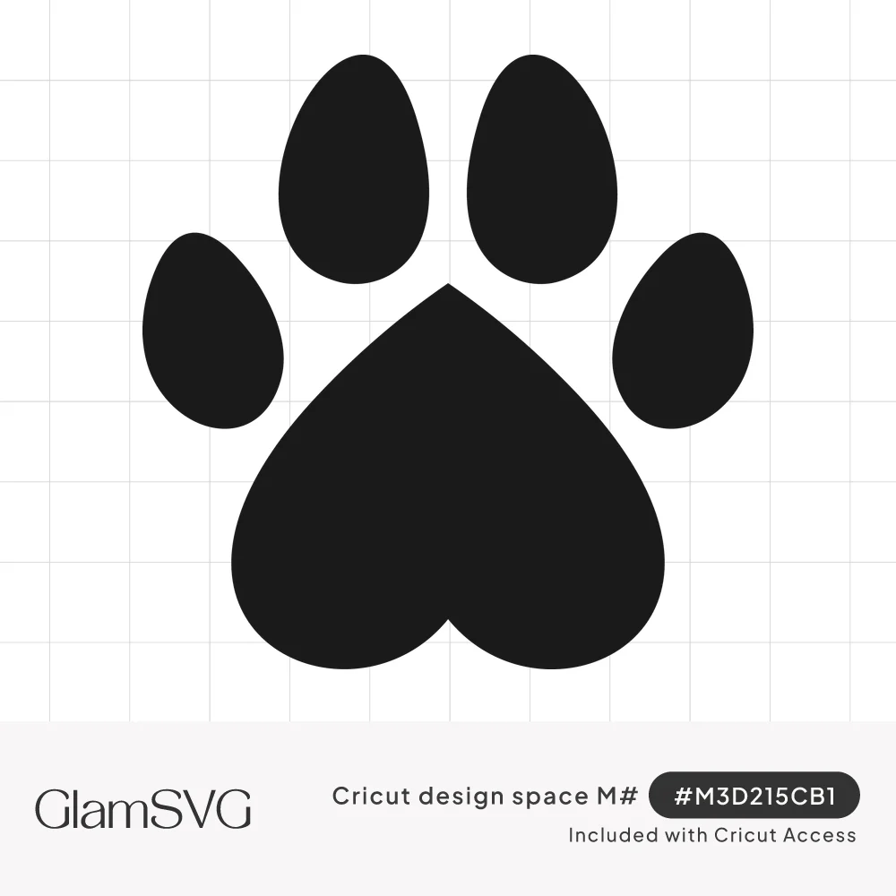 Solid black paw print silhouette with four oval toes and an upside-down heart-shaped main pad
