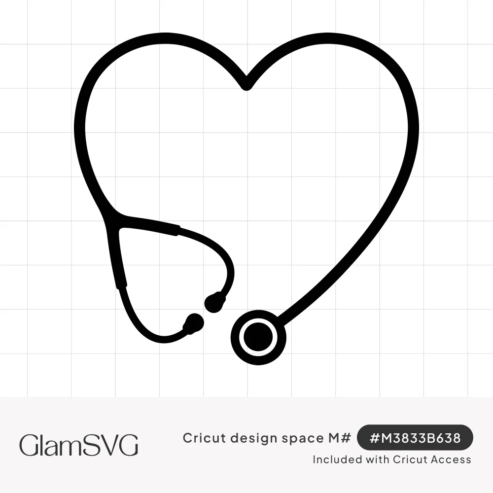 Black silhouette of a stethoscope whose tubing forms a heart shape, with earpieces and chest piece at the bottom