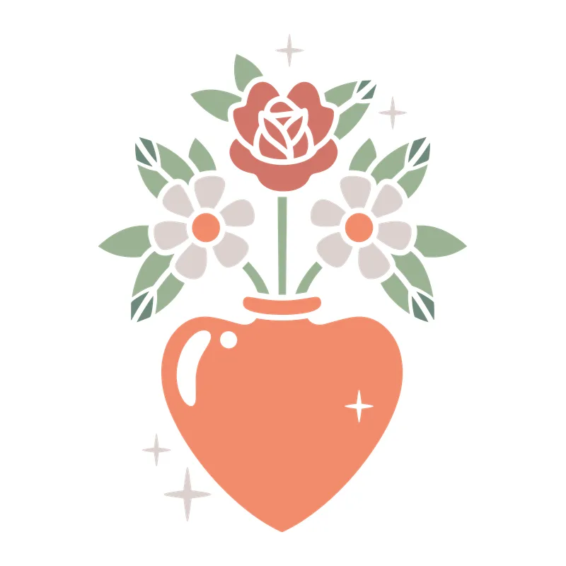 Heart Vase and Flowers