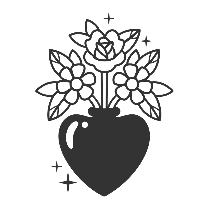 Heart Vase and Flowers