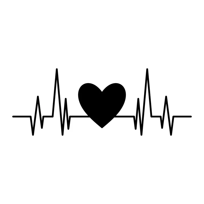Heartbeat Line With Heart