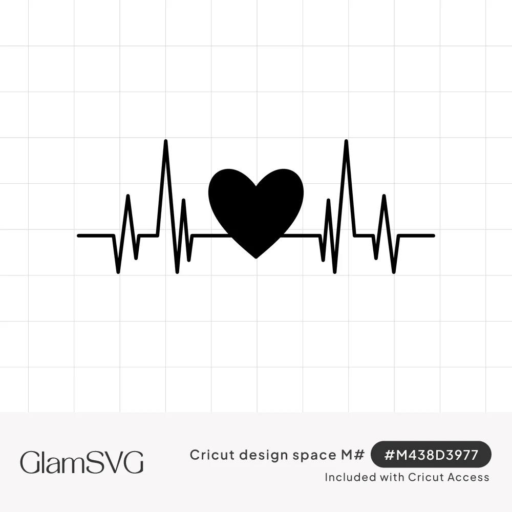 Black heartbeat EKG line with sharp peaks on each side of a solid black heart in the center
