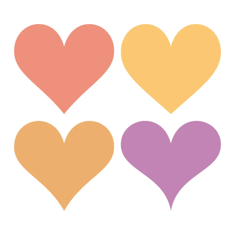 Four Pastel Hearts