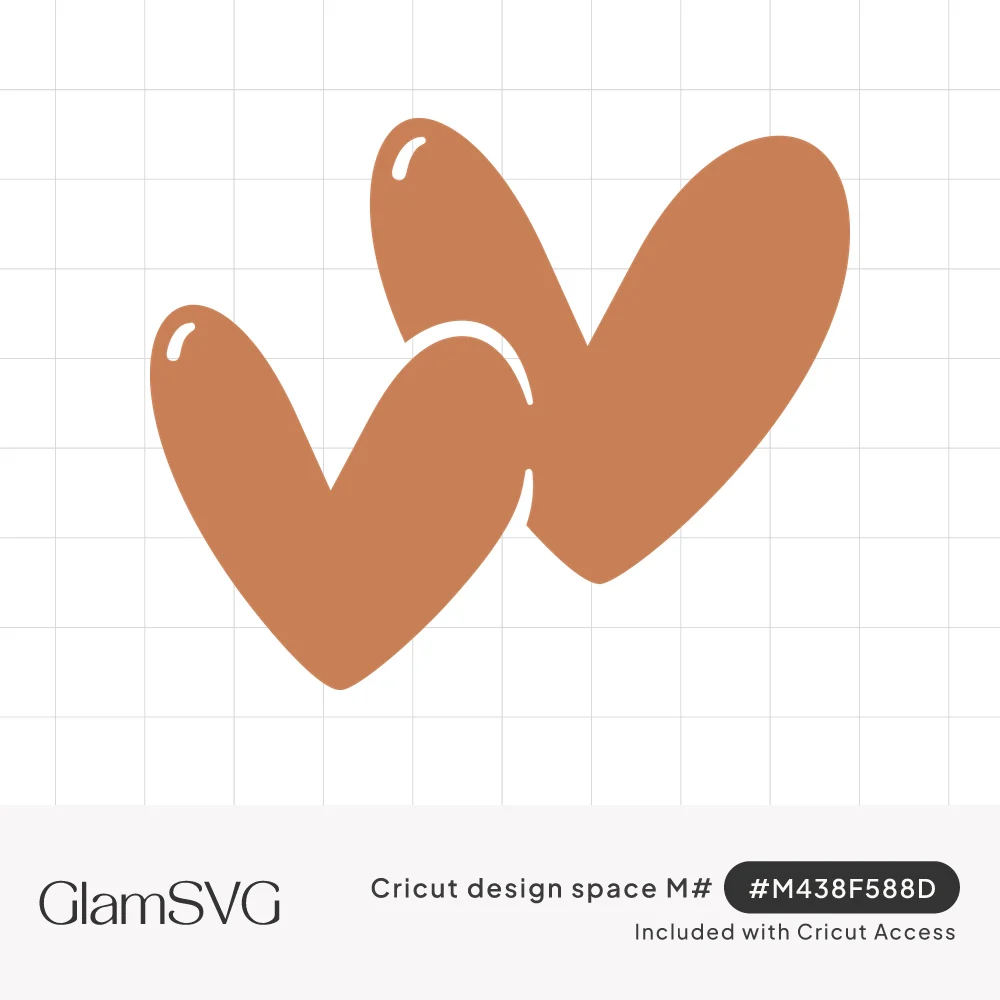 Two puffy terracotta hearts overlapping side by side, each with a small white shine highlight