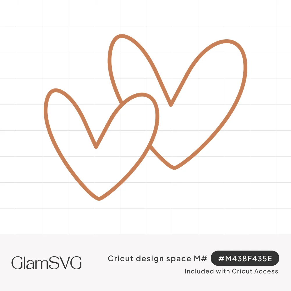 Two overlapping hand-drawn heart outlines in a thin terracotta line, one larger heart set behind a smaller one