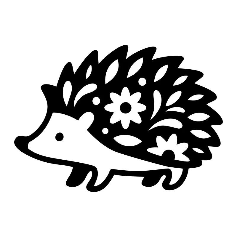 Floral Hedgehog Silhouette