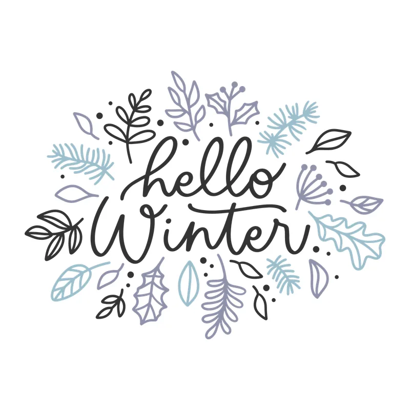 Hello Winter Botanical Lettering