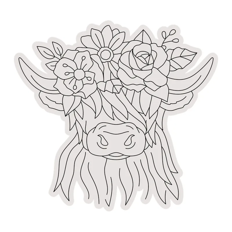 Highland Cow With Flower Crown