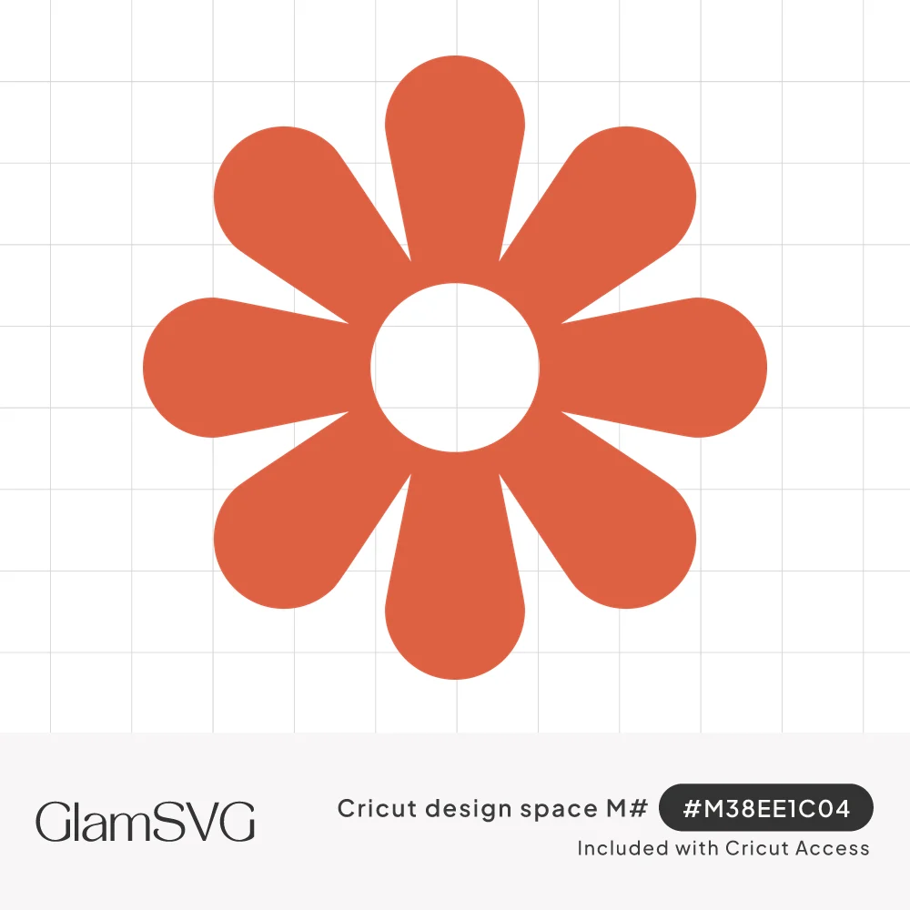 Burnt orange eight-petal hippie daisy flower with rounded petals and an open white circle center