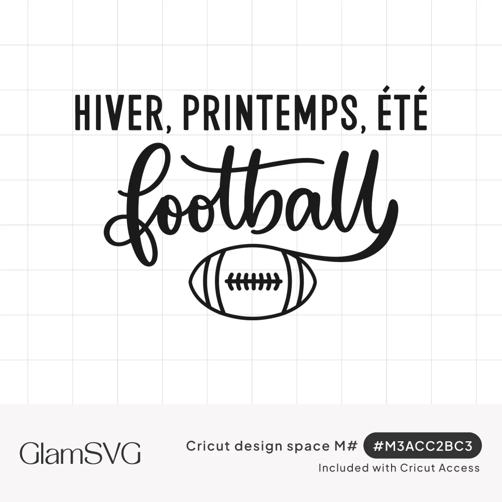 Black text reading Hiver, Printemps, Été above a script football word and a laced football drawing