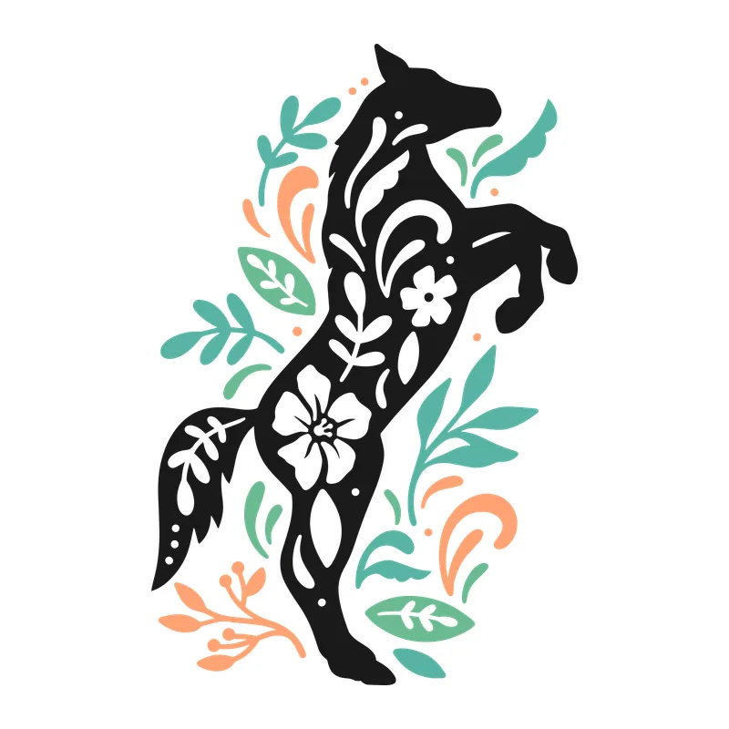 Floral Rearing Horse