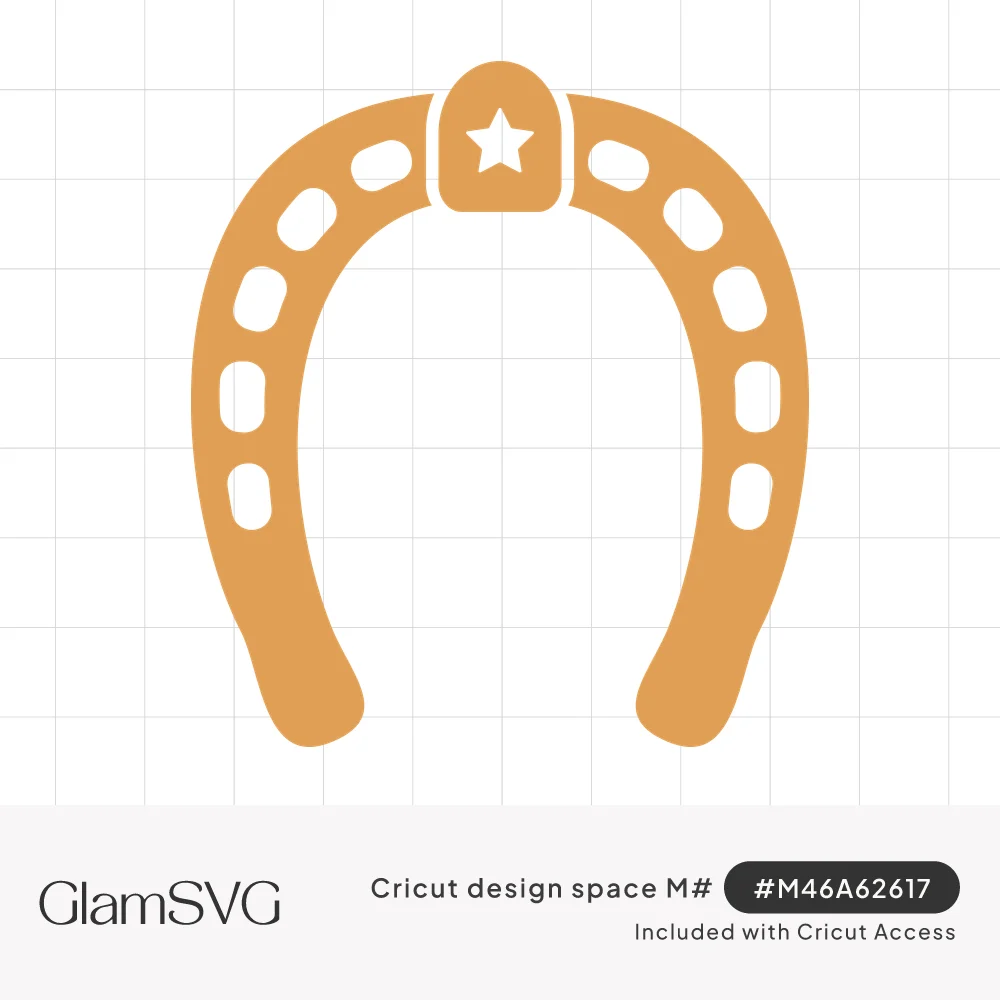 Solid tan horseshoe silhouette with rounded nail holes and a small star cut into the top toe clip