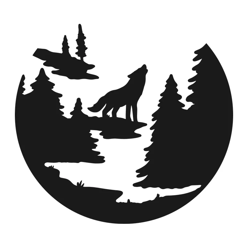 Howling Wolf in Forest Scene