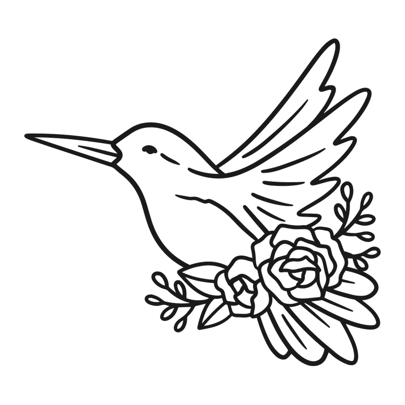 Hummingbird and Roses