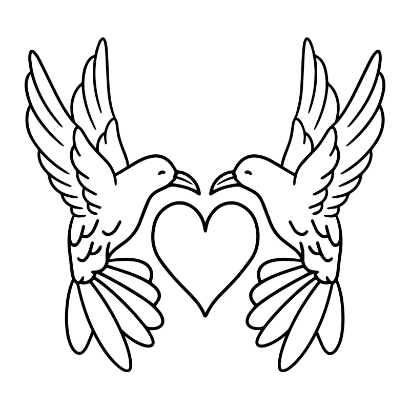 Love Doves With Heart
