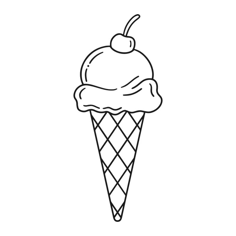Ice Cream Cone With Cherry