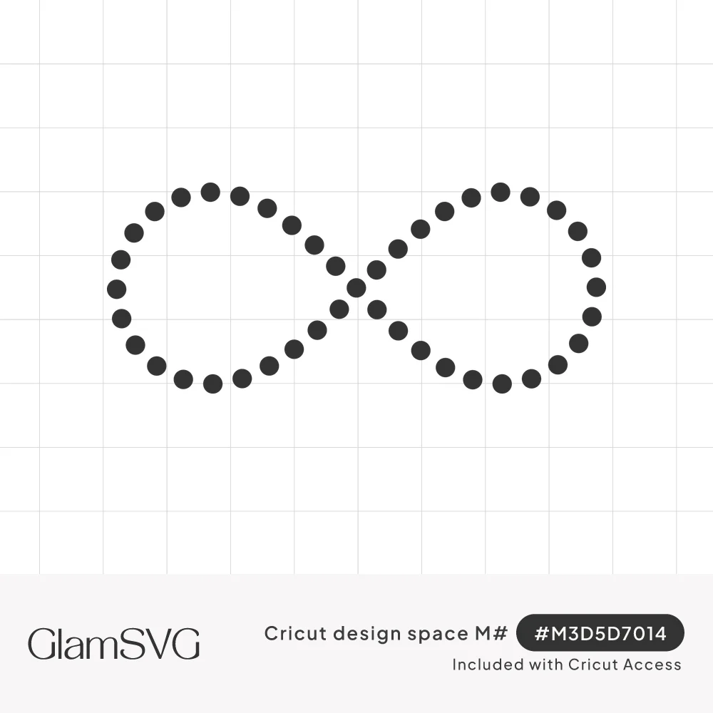 Infinity symbol outlined in evenly spaced black dots on a white background