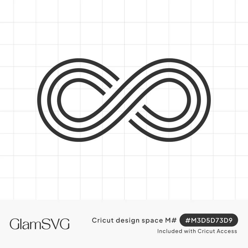 Black infinity symbol made of three parallel looping lines that weave over and under at the center