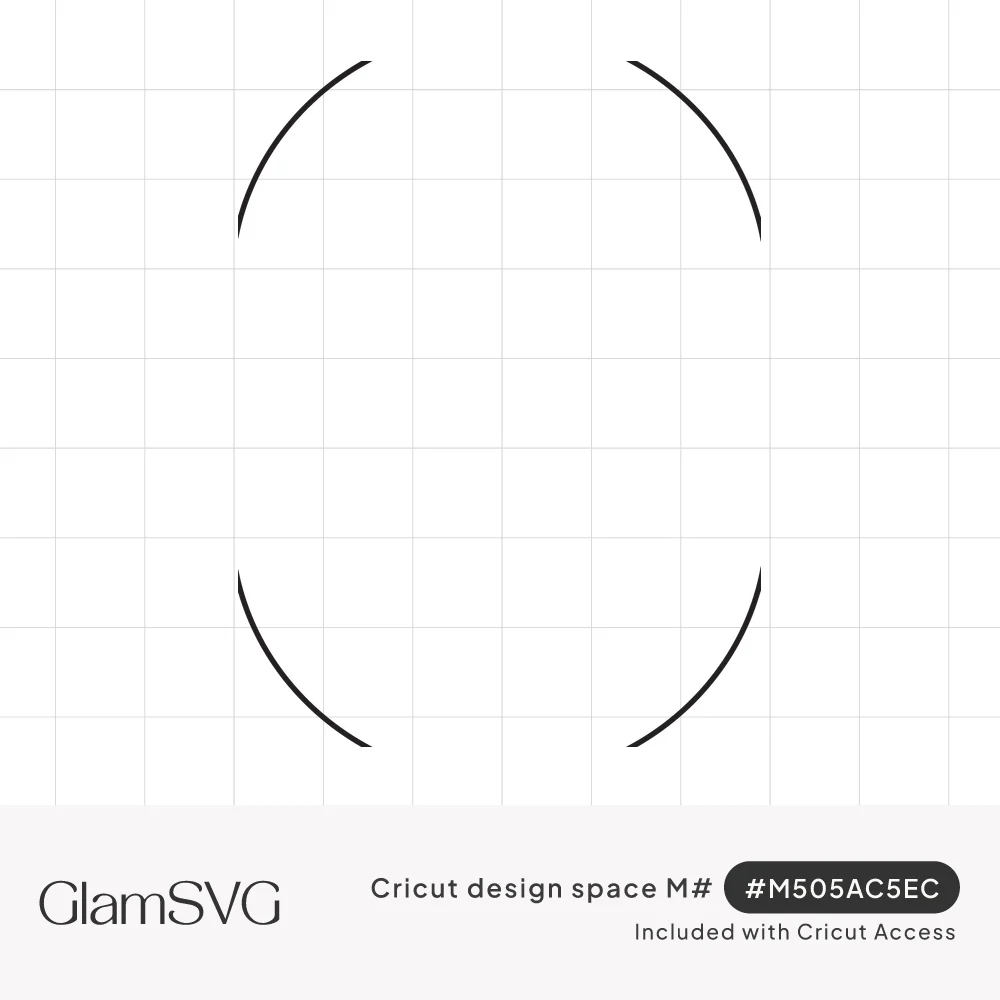 Four thin curved arcs arranged in an oval outline, forming corner slits to hold a card insert or photo