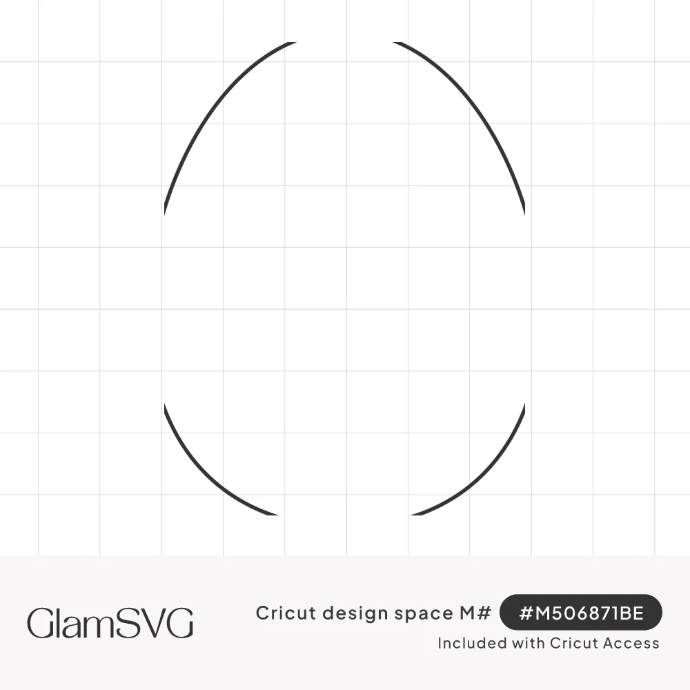 Black line drawing of a tall oval split into four curved corner arcs with gaps at the top, bottom and sides
