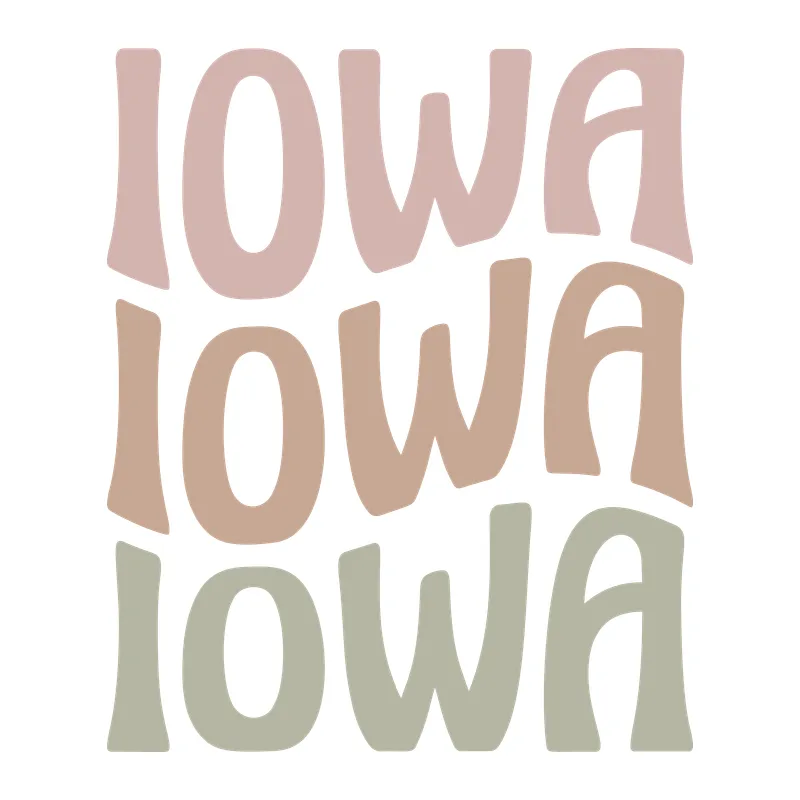 Iowa Retro Stacked Text