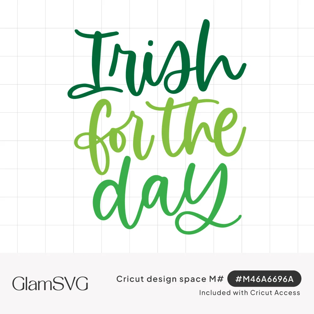 Hand-lettered script reading Irish for the day in three shades of green, stacked on three lines
