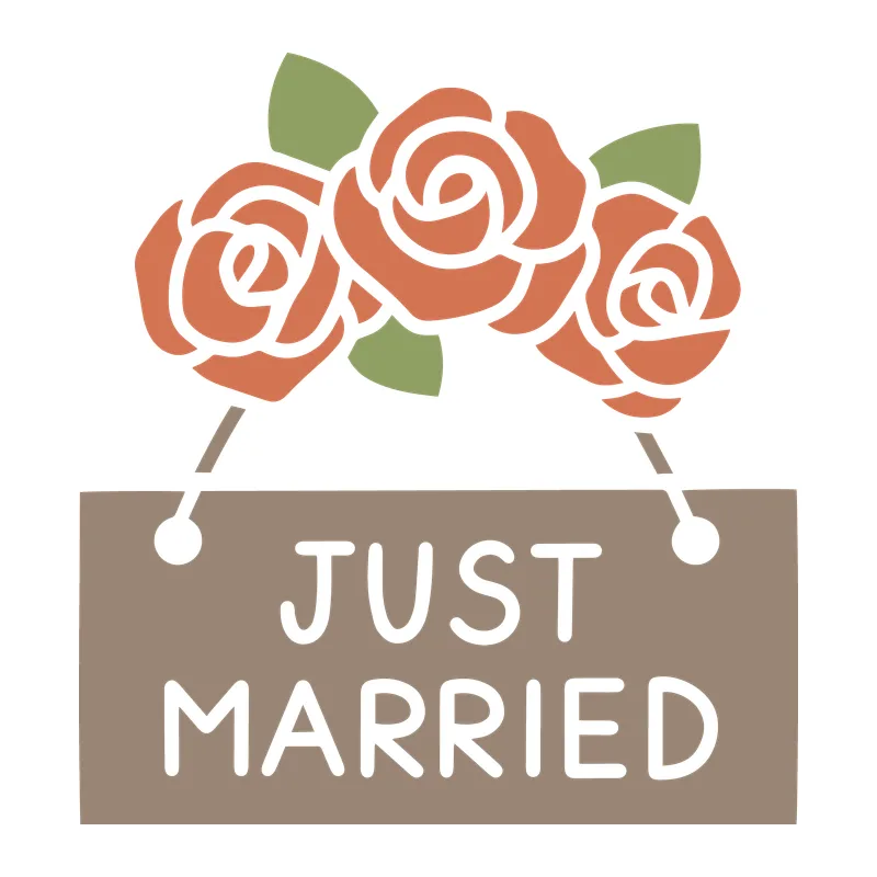 Just Married Rose Sign