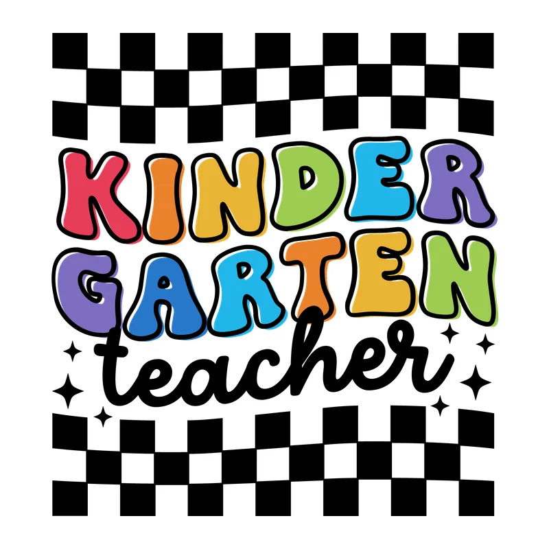 Kindergarten Teacher Retro Checkered