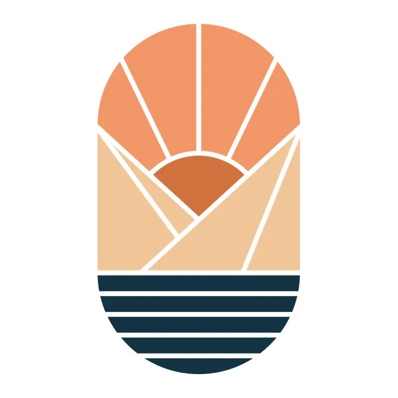 Geometric Sunset Mountain Landscape