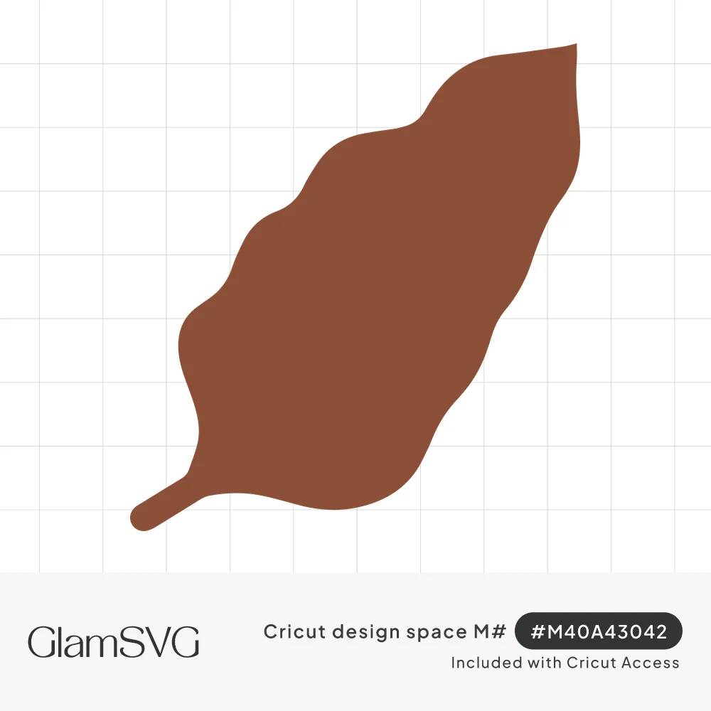 Solid rusty brown leaf silhouette with wavy scalloped edges and a short curved stem, set on a diagonal