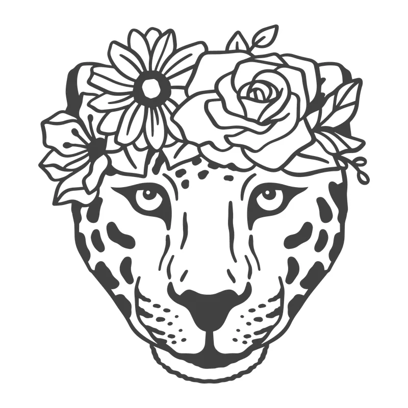 Leopard With Flower Crown