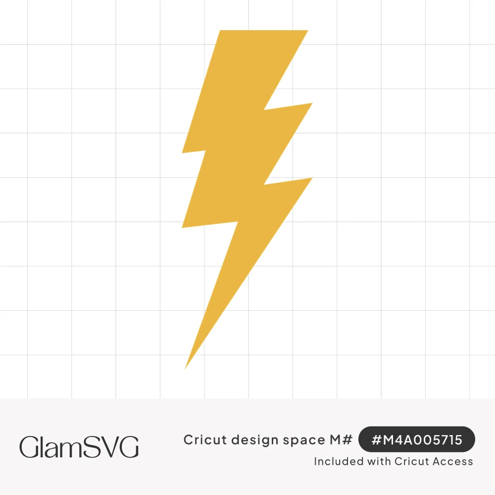 Solid golden yellow lightning bolt with sharp zigzag notches tapering to a point, on a white background