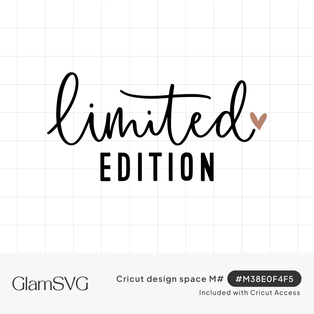 Black script word limited with a small pink heart above bold block letters reading EDITION
