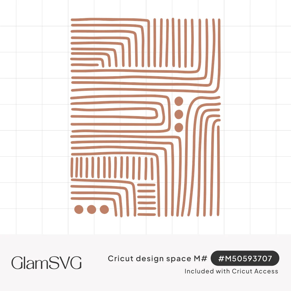 Abstract boho line art of terracotta nested right-angle stripes with small rows of dots