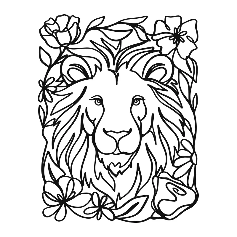 Floral Lion Face