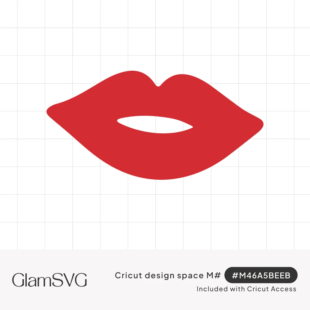 Simple silhouette of full red lips, slightly parted, with a rounded cupid's bow on a white background