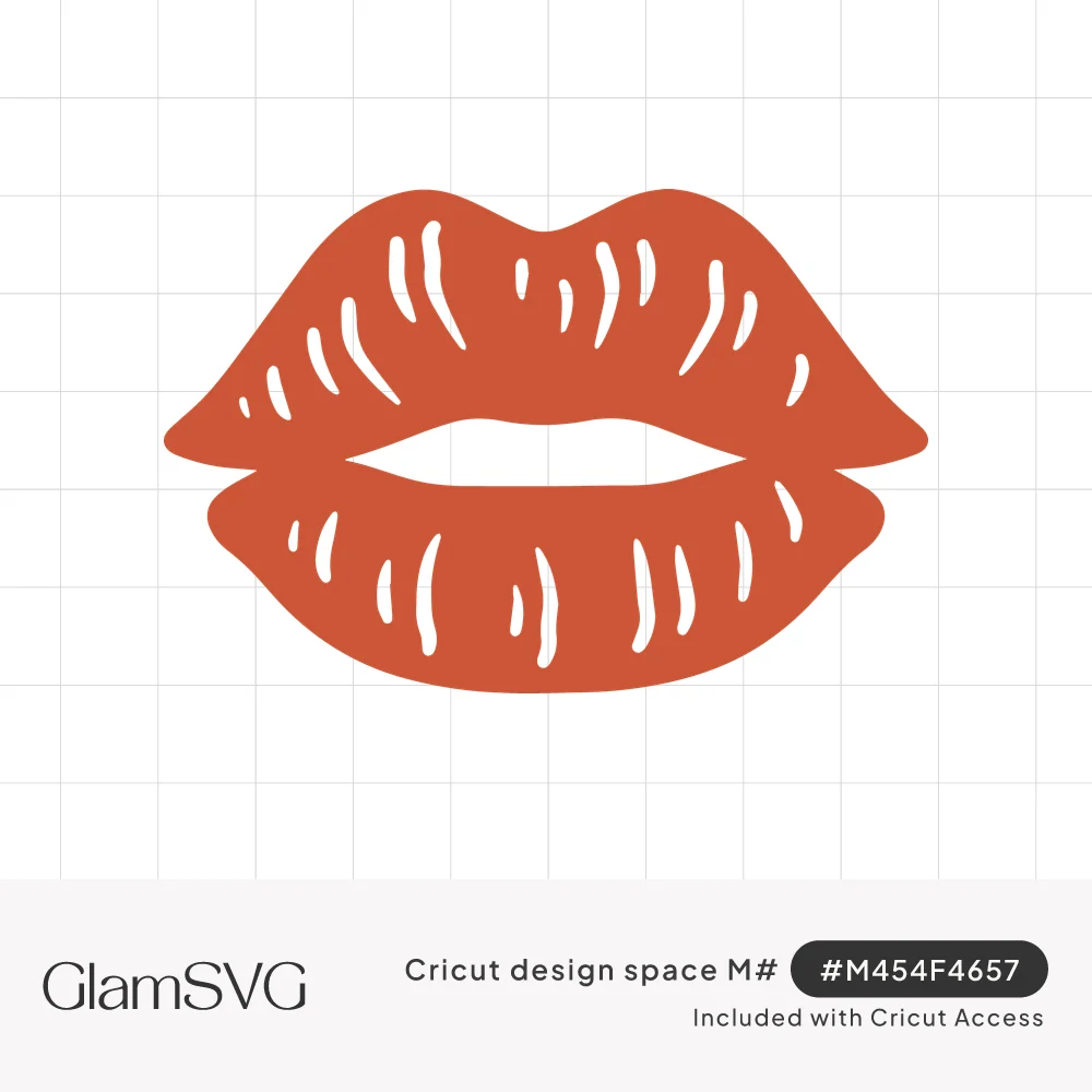 Coral-red silhouette of full parted lips with thin white highlight lines across both lips
