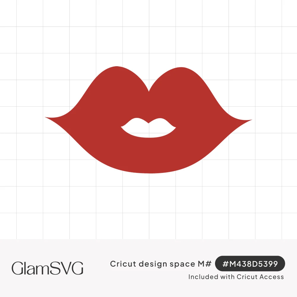 Red lips silhouette with a small white cut-out mouth opening in the center on a white background