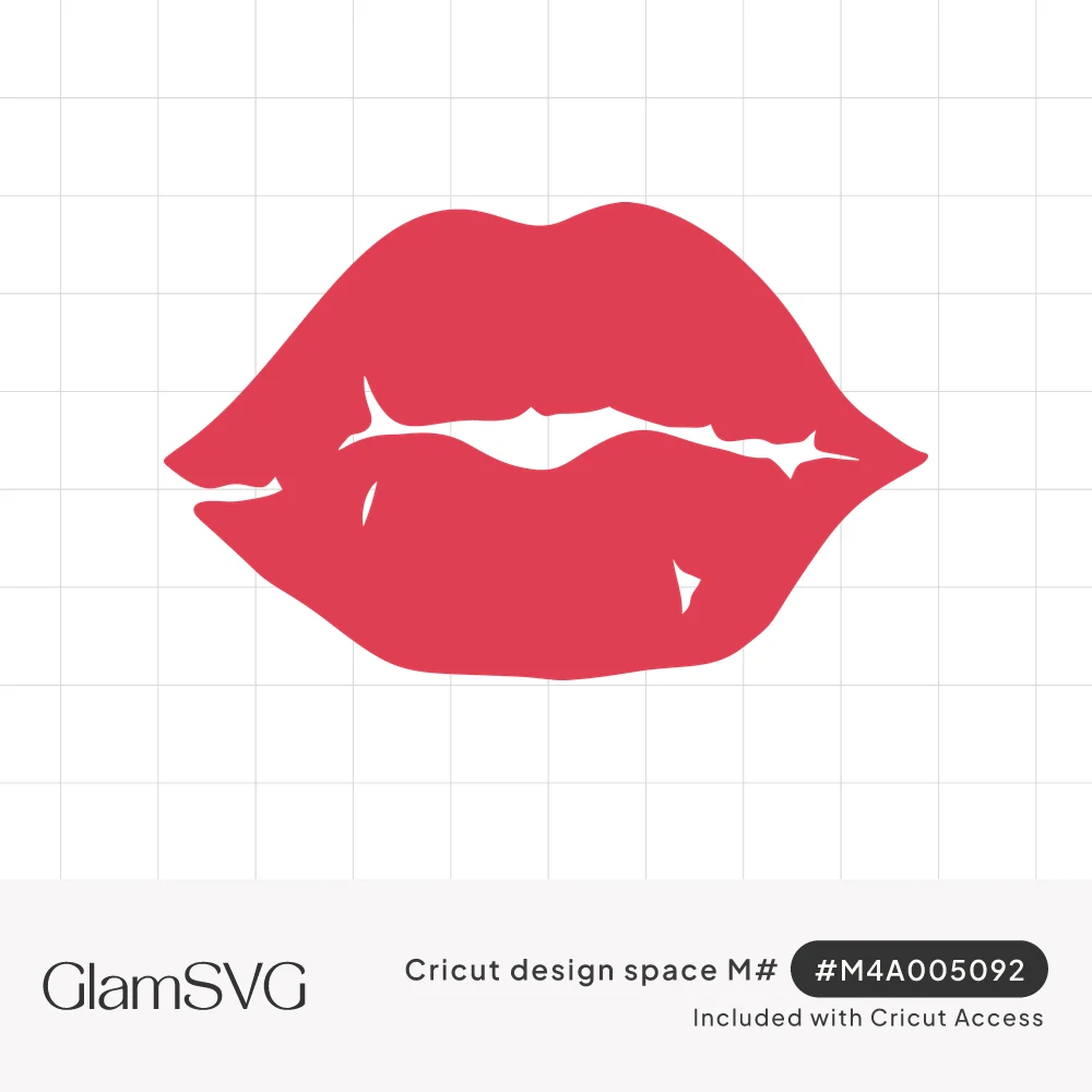 Silhouette of full red puckered lips with white cutout highlights along the center line and lower lip