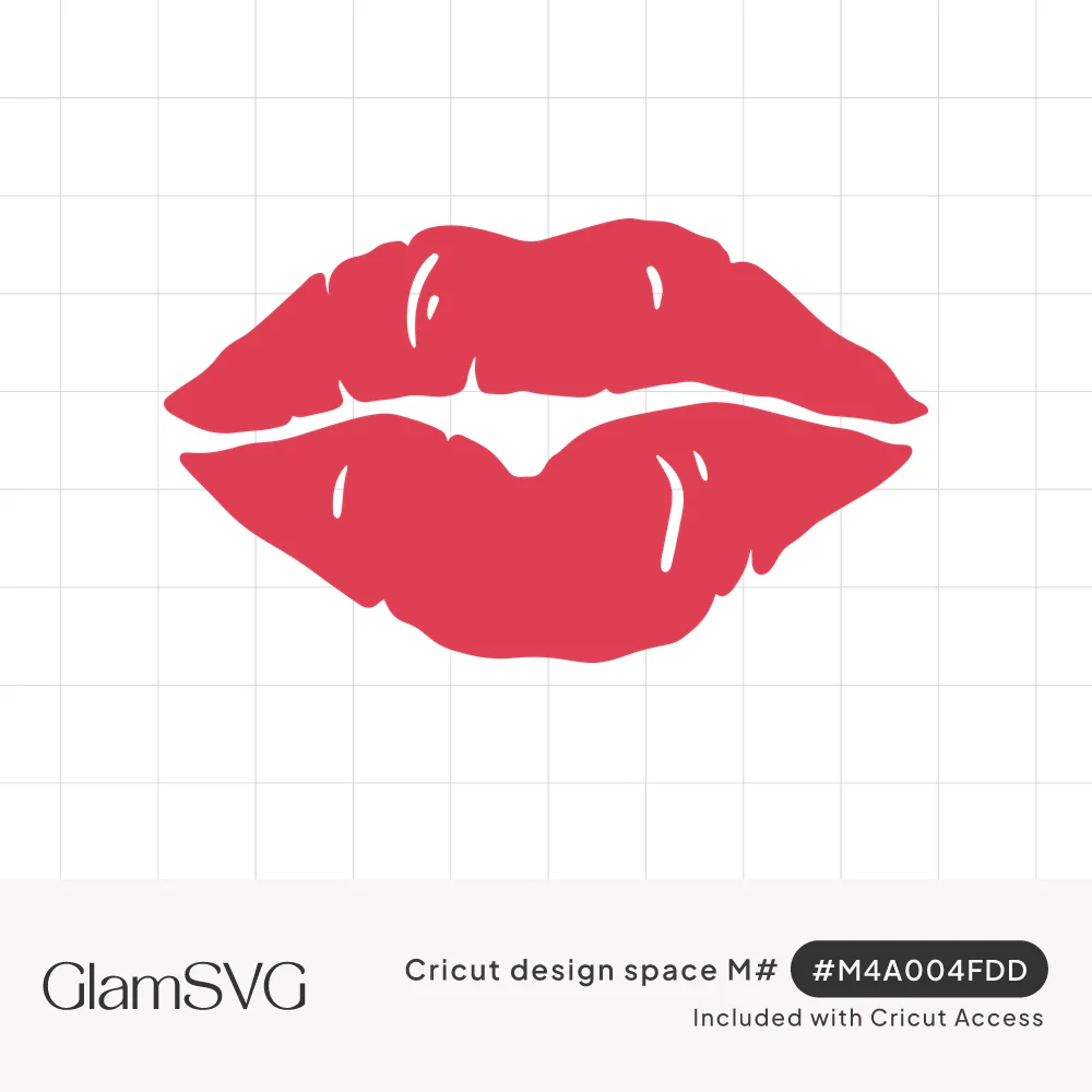 Silhouette of full, slightly parted red lips with small white glossy highlight marks