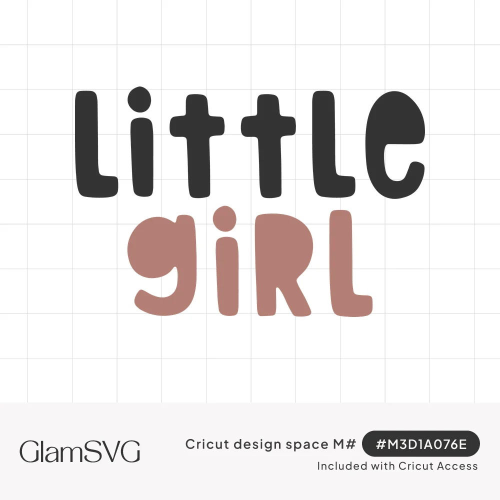 The words "little girl" in chunky rounded hand-drawn letters, "little" in charcoal gray and "girl" in dusty rose pink