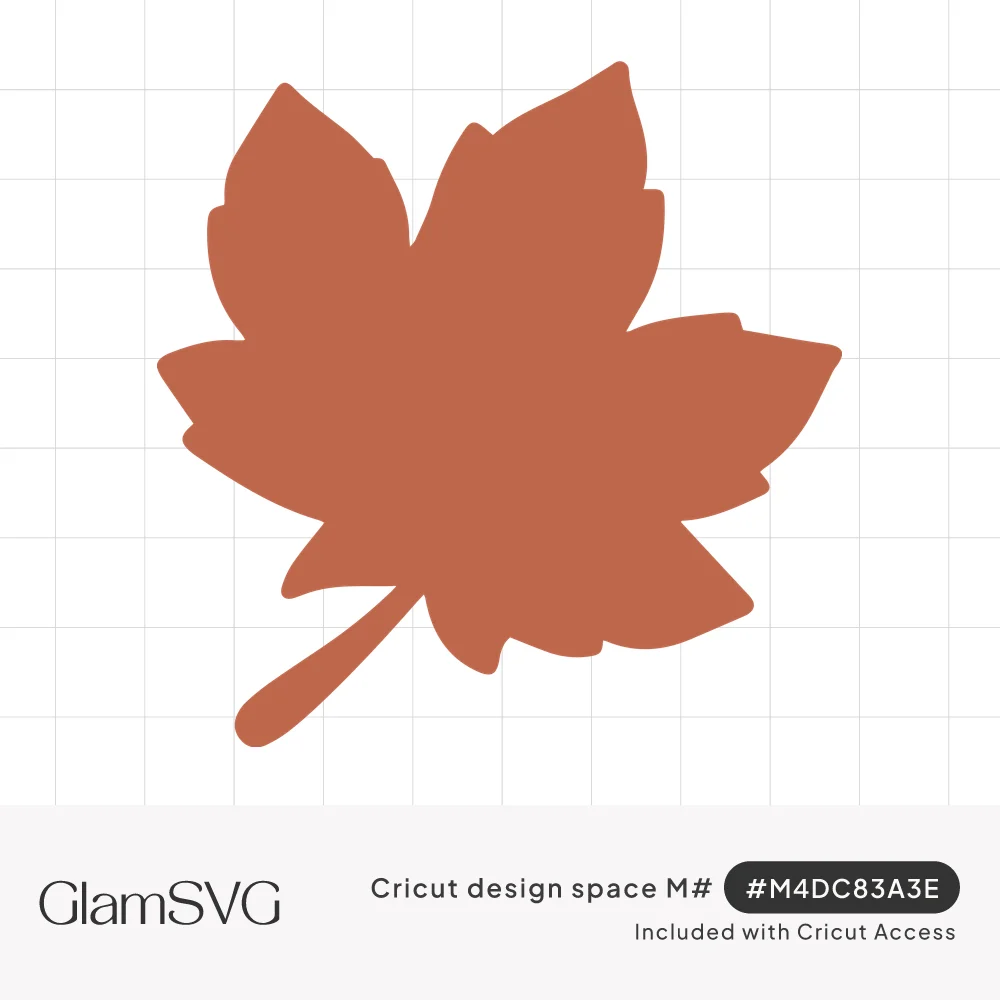 Solid rust-orange maple leaf silhouette with rounded points, wavy edges and a thin curved stem