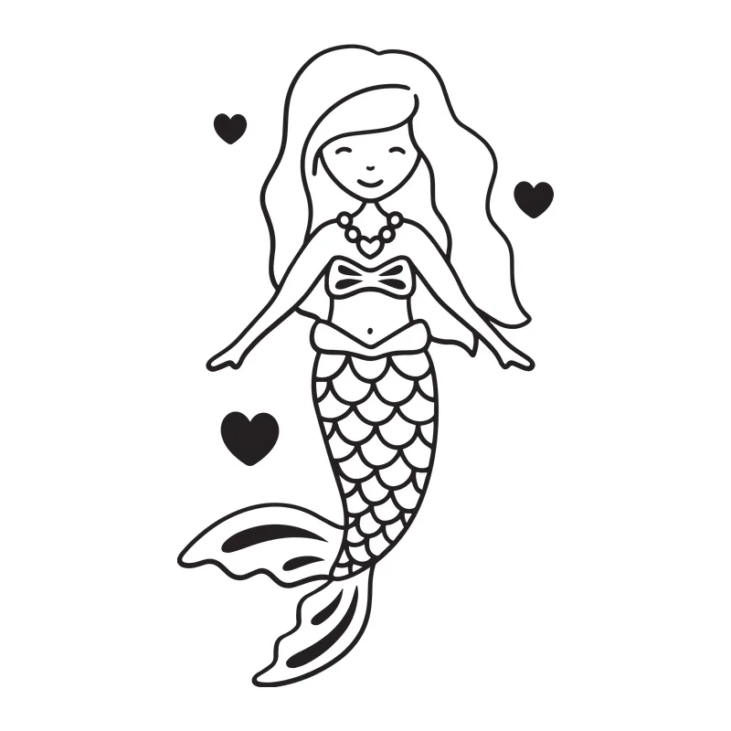 Smiling Mermaid With Hearts